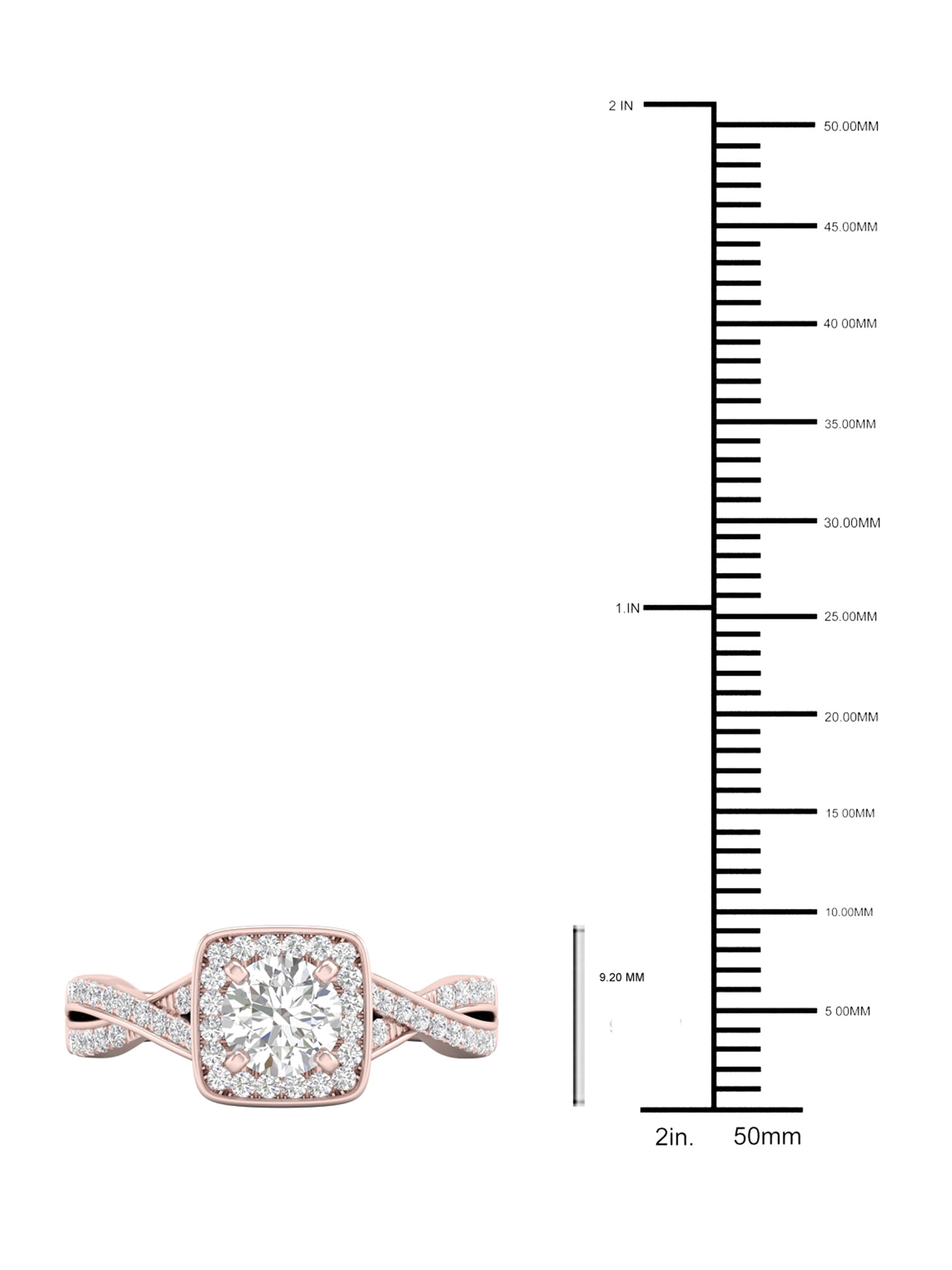 1 Carat T.W. Diamond Criss-Cross Shank Single Halo 14kt Rose Gold Engagement Ring