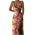 thumbnail image 4 of Ichuanyi Woman Dress, Summer Sexy Women's Fashion Sleeveless Printed V-Neck Ladies Camies Zipper Vest Long Dress, 4 of 5