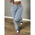 thumbnail image 4 of Women's High - Waisted Wide - Leg Jeans Loose Fit Retro Street Style Cotton Denim Classic Button Design Multiple Washes  Trendy Casual Pants for Daily  Streetwear Looks, 4 of 5