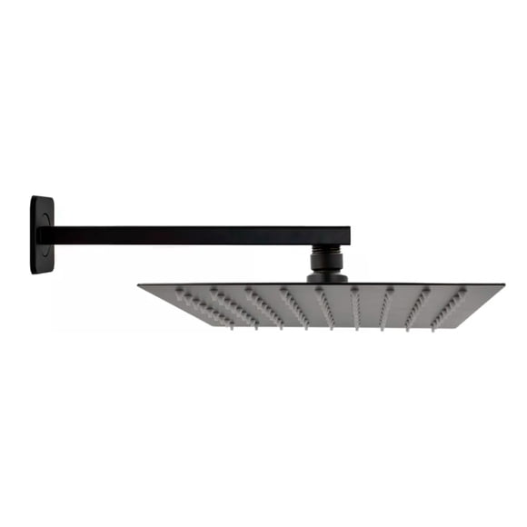 Regadera Cuadrada 20cm Con Brazo Y Chapeton Rubinett Acero inóxidable 304 Negro Mate De Lujo