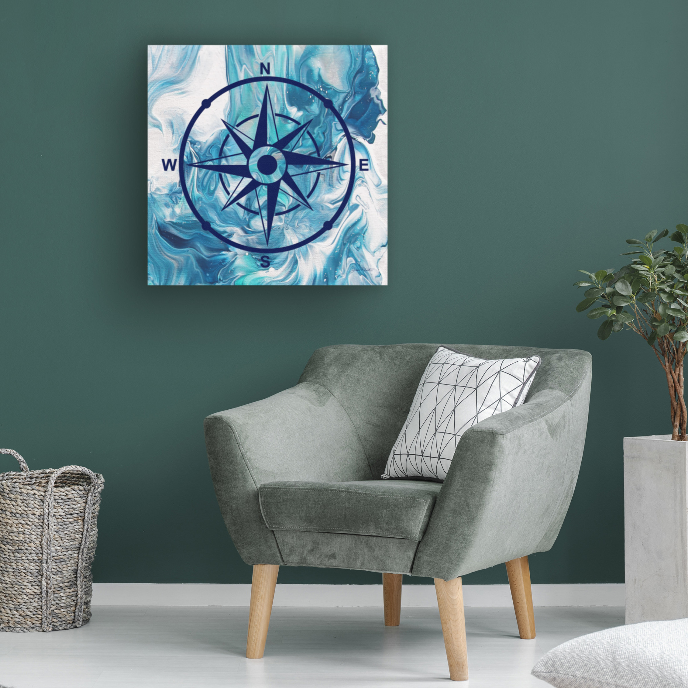 Canvas Wall Art - Jean Plout 'Abstract Ocean B' Wall Art for Living Room, Bedroom, or Office Décor by Trademark Fine Art - 24 x 24 Inches