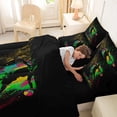 thumbnail image 4 of Castle Fairy Handball Print Twin Bedding 7-Piece, Gradient Watercolor Splash Bedding Comforter Set, Black Green Yellow,Black Reversible, 4 of 7