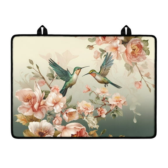 Renewold Ceramic Glass Stove Top Cover Stove Mat Stove Burner Cover Multipurpose Rubber Desk Saver Pad Washer Dryer Top Cover Range Cover for Counter Top, Hummingbird Flower