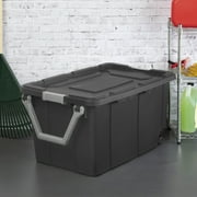 Sterilite Extra-Large Wheeled Industrial Storage Bin, 40 Gallon Durable Plastic Storage Tote with Latching Lid and Pull Handle, Dark Gray