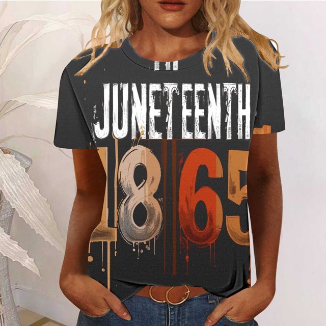 Binmer T-Shirt Imprimé Manches Courtes Col Rond pour Femmes Jour de l'Indépendance
