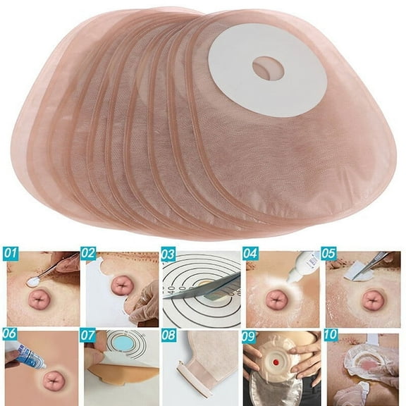 KEINXS 10PCS One-piece System Colostomy Bags Disposable Ostomy Drainable Single Pouch