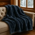 thumbnail image 5 of Lavish Home Mink Faux Fur Blanket – 91x81 Washable Bedding or Throw, Gray, 5 of 7