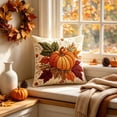 thumbnail image 2 of Fall Throw Pillow Cover, 18''x18'' Maple Pumpkin Decorative Pillow Cover, Rustic Cushion Case with Hidden Zipper, Autumn Decor for Couch, Sofa, Living Room, 2 of 6