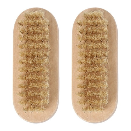 

NUOLUX 2 Pcs Nail Brushes Two Sided Natural Boar Bristle Wooden Manicure Pedicure Hand and Nail Brush