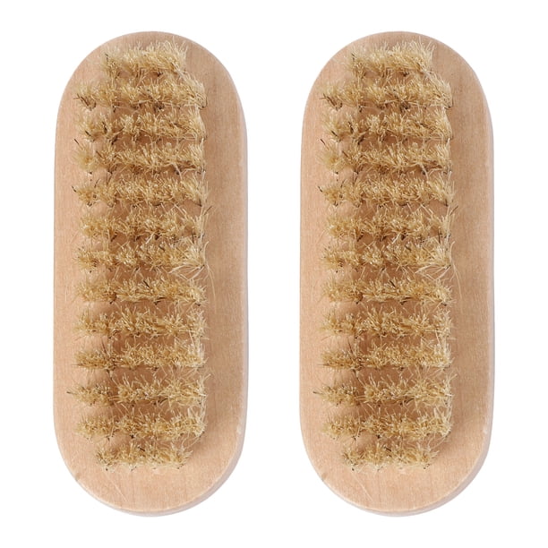 EeaseMX 2 cepillos de uñas de dos caras con cerdas de jabalí naturales de madera para manicura y pedicura.