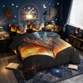 thumbnail image 2 of meiyoeat Ancient Magic Book Dragon Full Size Bedding Sets for Boys Girls Kids, Retro Gothic Animal Full Size Bed in a Bag, Orange Black, Black Reversible, 7pcs, 2 of 5