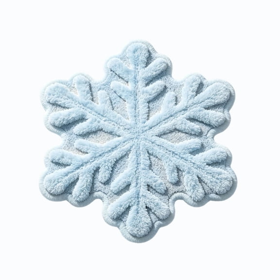 Snowflake Shaped Area Mat - Tufted Velvet Floor Mat for Winter Entryway and Indoor Floor Decor