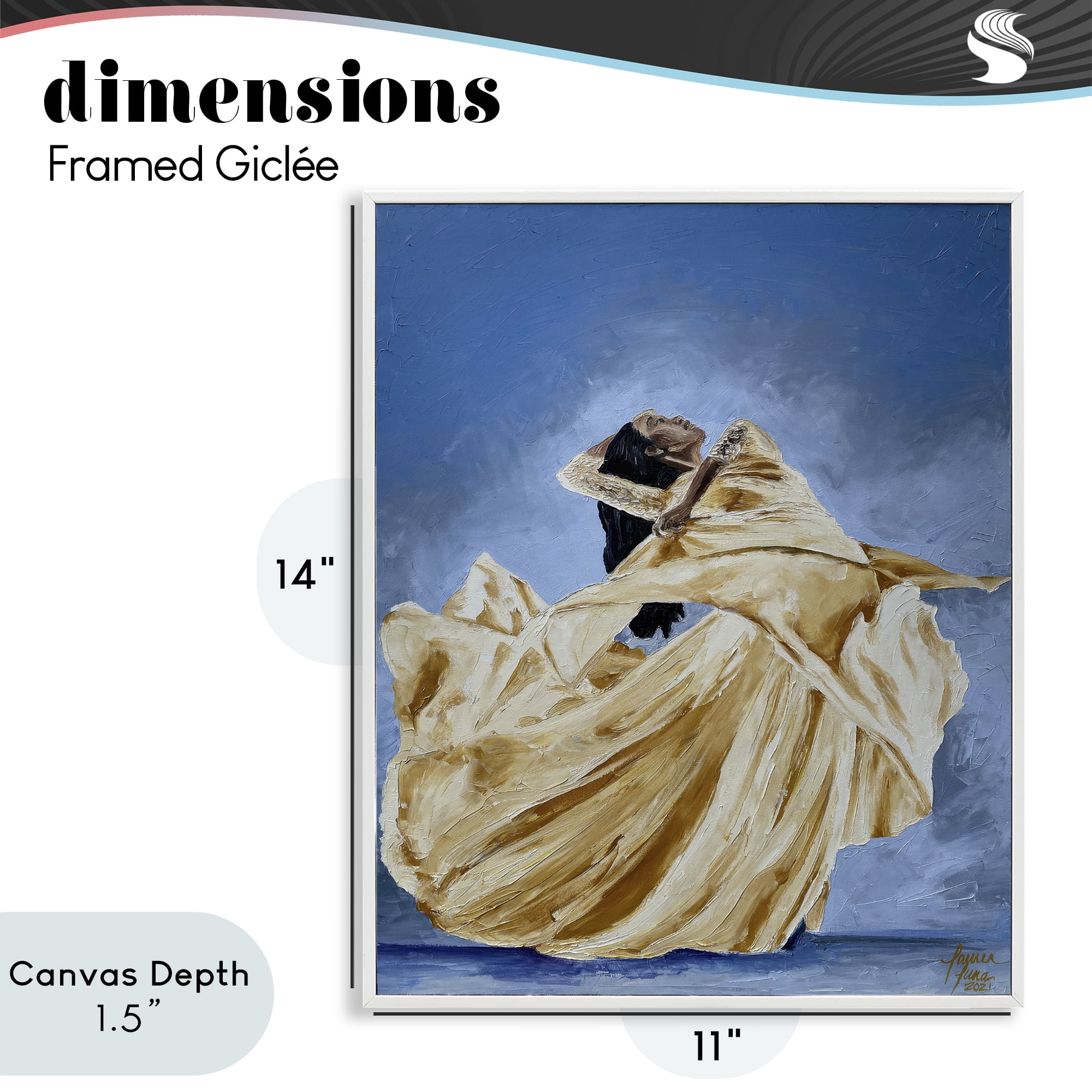 Stupell Industries Expressive Elegant Dancer White Framed Giclee Art, design by Lauren Luna