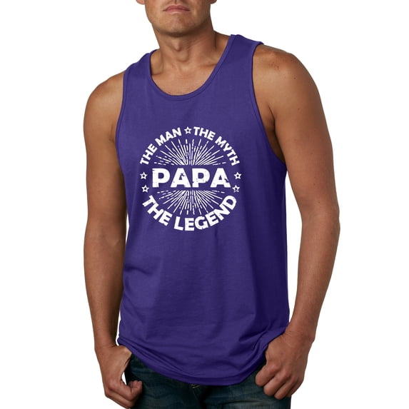 Wild Bobby, Papa Man Myth Legend Funny Dad Uncle Papa Granpa Dad Gift, Father's Day, Men Graphic Tank Top, Purple, Large