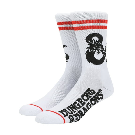Dungeons & Dragons Logo Men's White Athletic Crew Socks
