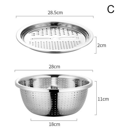 

Multifunctional Stainless Steel Vegetable Cutter Drain Basket Set New