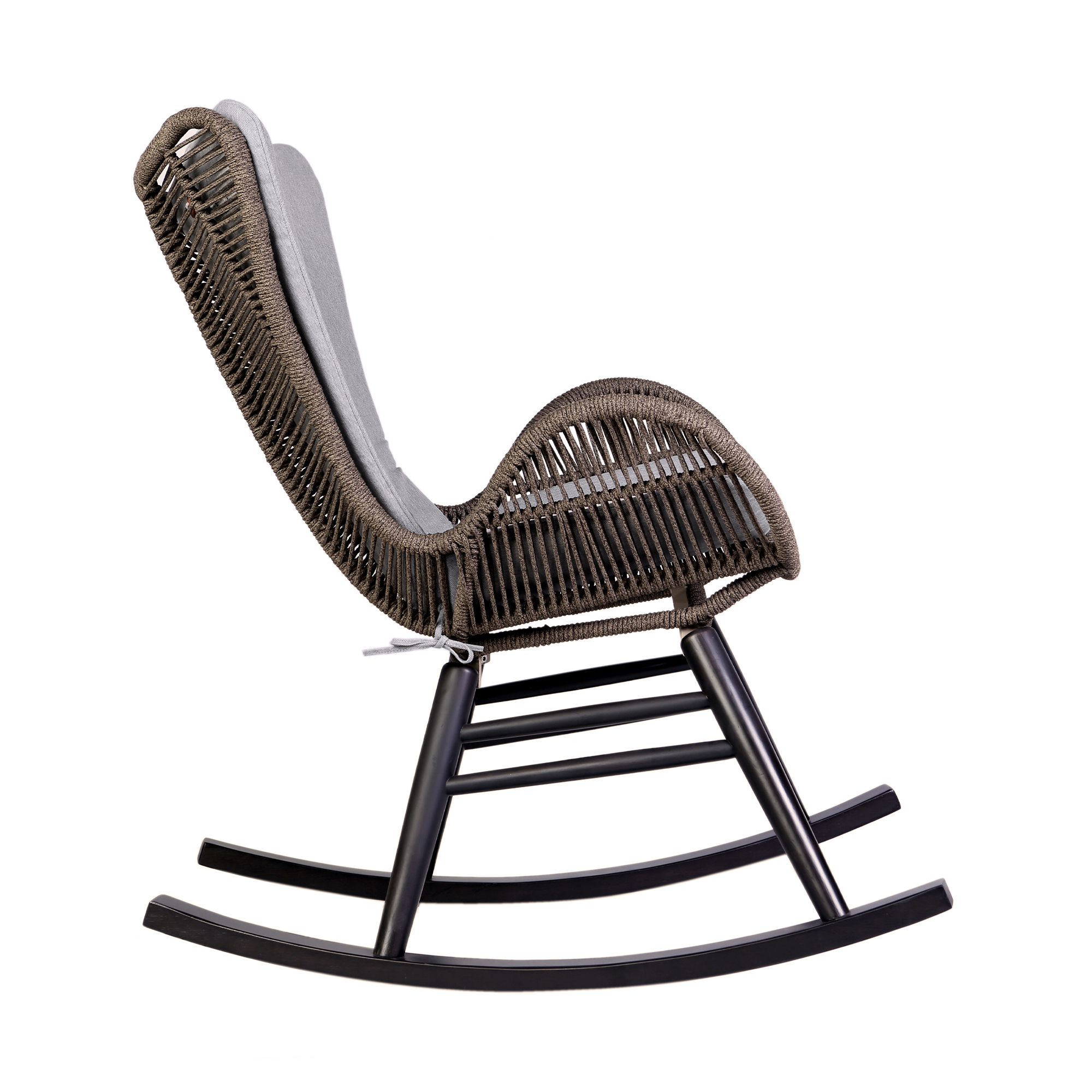Fanny Outdoor Patio Rocking chair in Dark Eucalyptus Wood and Truffle Rope - image 4 of 12