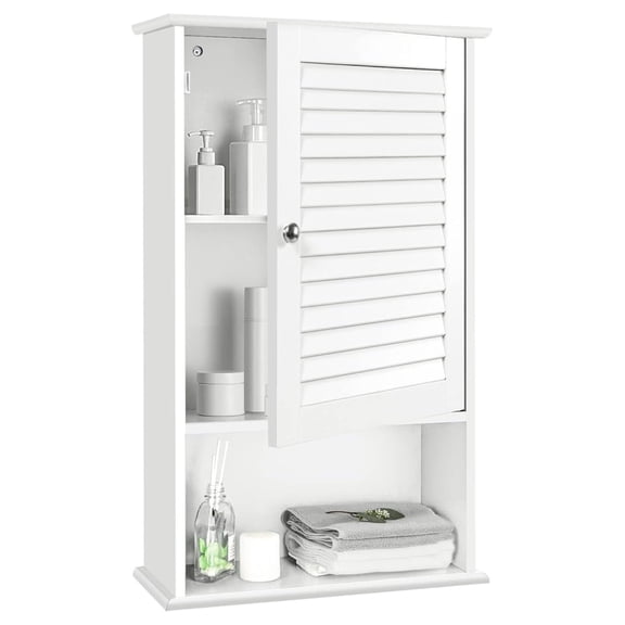 Medicine Cabinet, Wall Mounted Bathroom Cabinet Single Door Wooden Bathroom Wall Cabinet with Adjustable Shelf