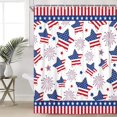 thumbnail image 2 of Happy Independence Day 4th of July Shower Curtain Set Blue Star and Red Star American Flag Fireworks Holiday Decor Bathroom Bathtub Curtain Waterproof Fabric with 12PCS Hook, 2 of 6