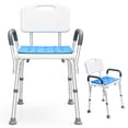 thumbnail image 1 of Seven Mine Silla para Baño Adulto Mayor 4 en 1 Antideslizante | Banco Ducha con Respaldo y Brazos Desmontables, Almohadilla Confortable, Altura Ajustable 43–56 cm, Aluminio Ligero Soporta 130 kg, 1 of 10