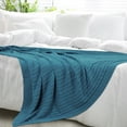 thumbnail image 2 of PiccoCasa 100% Pure Cotton Blanket Cable Knit Decorative Blanket for Sofa Couch, Teal Blue, 2 of 8