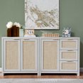 thumbnail image 4 of OAKHAM Storage Cabinet with 3 Drawer, Rattan Sideboard Buffet Accent Cabinet Boho Entryway Storage Cabinet Console for Living Room, Bedroom, Hallway, Pale Oak, 4 of 7
