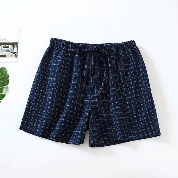 MKLEKYY Pantalones Cortos Finos de Primavera/Verano para Mujer, Holgados, Cómodos y A Cuadros, para Estar En Casa.