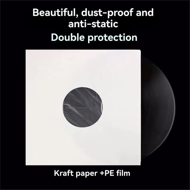 40Pcs 7 Inch Vinyl Record Sleeves Protective Inner Sleeves with Center Hole for EP Storage and Vinyl EP Container