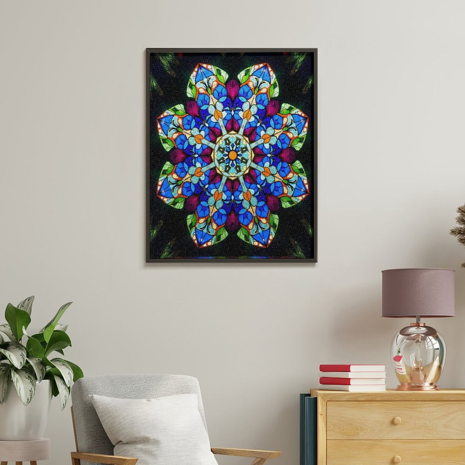 Paint By Numbers Kit for Adults Beginner - DIY Colorful Stained Glass Mandala Art Canvas Painting Kits for Adults, Frameless Paint By Number for Adults for Home Wall Decor 16x20 Inch