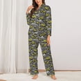 thumbnail image 2 of Lsque Modern Yellow Excavator Pattern Long Sleeve Pajama Set for Women - Soft 2-Piece Sleepwear and Loungewear Set with Pockets, Comfy Nightwear-Medium, 2 of 7