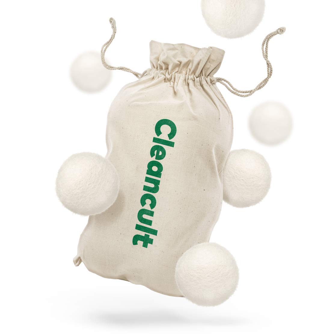 Cleancult Wool Dryer Balls, Natural New Zealand Wool, 6 Pack, 1000