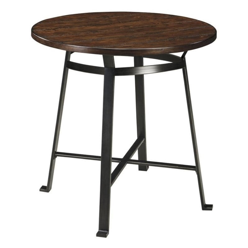 Bowery Hill Round Bar Height Dining Table In Rustic Brown Com Bowery Hill Round Bar Height Dining, Rustic Bar Height Dining Table