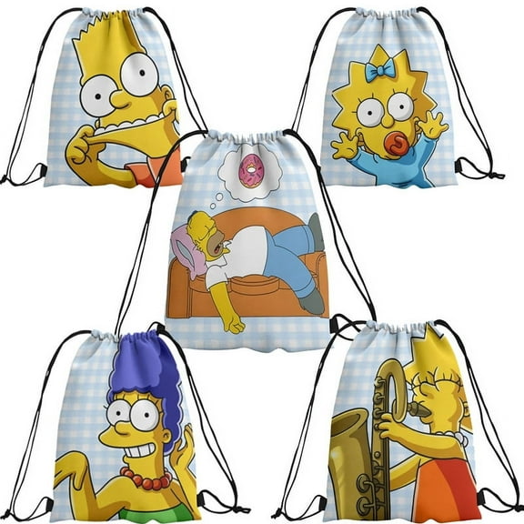 10 Packs Simpsons Candy Drawstring Bag Drawstring Goodie Favor Bags for Boys and Girls Cartoon Birthday Party Decorations