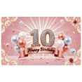 thumbnail image 6 of Elegant Design Birthday Banner 10th Birthday Pink Balloon Celebration Backdrop for Kids Party Event Decoration Anniversary, 6 of 6