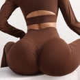 thumbnail image 3 of Sevpuikl Women High Waist Bootcut Flaring Leggings Butt Lifting Tummy Control Solid Color for Yoga Dancing Fitness(Brown,M), 3 of 7