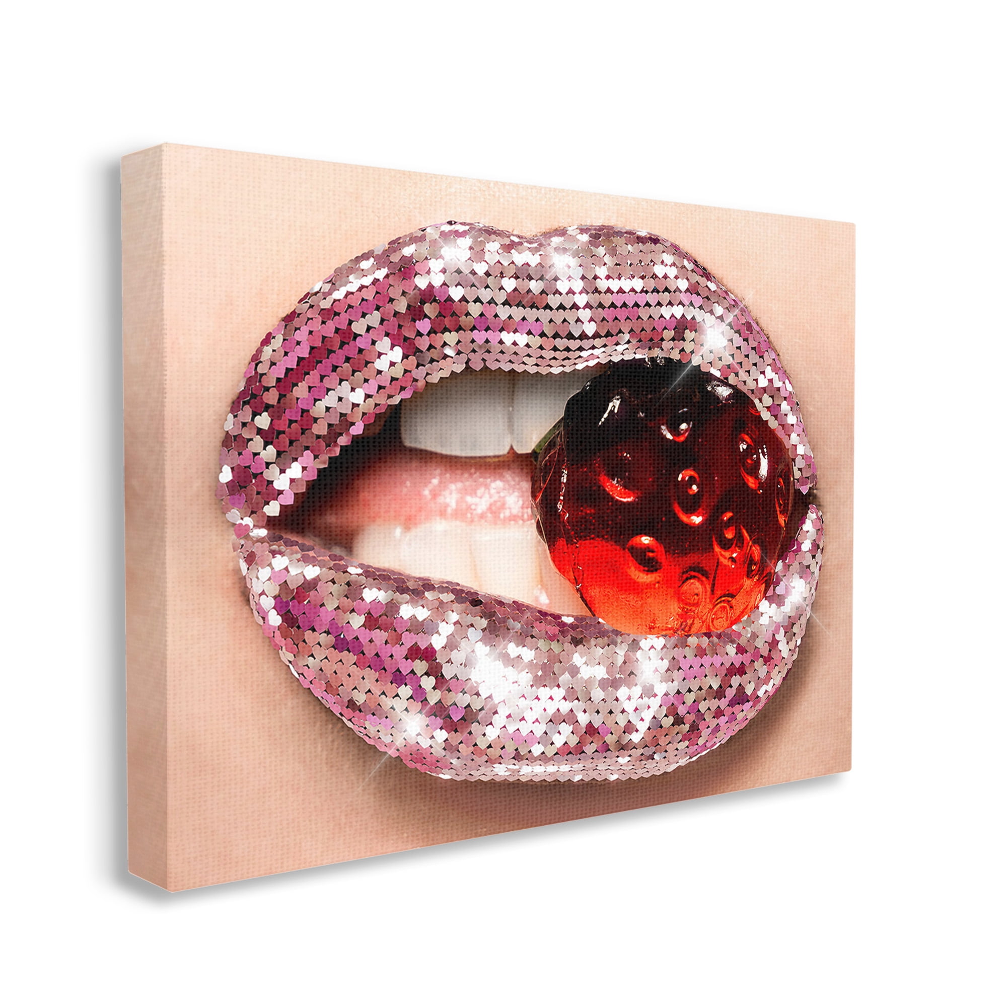 Stupell Industries Glam Biting Candy Novelty Painting Gallery Wrapped Canvas Art Print Wall Art, 30 x 24