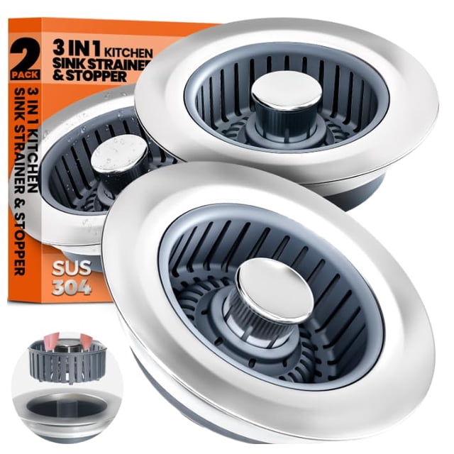 Colador para Fregadero de Cocina Nipoko 3 en 1 Acero Inoxidable 9 cm