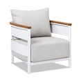 thumbnail image 4 of Miekor Furniture Rhodes 29" Upholstered Teak & Aluminum Patio Arm Chair Birch Gray Chenille 00024, 4 of 12