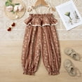 thumbnail image 2 of IVEYRTF Girls Romper Jumpsuit with Straps and Wide Leg Design Lightweight Summer Wear Playtime Activities Comfort Fit One Piece Pants(Brown,5-6 Years), 2 of 8