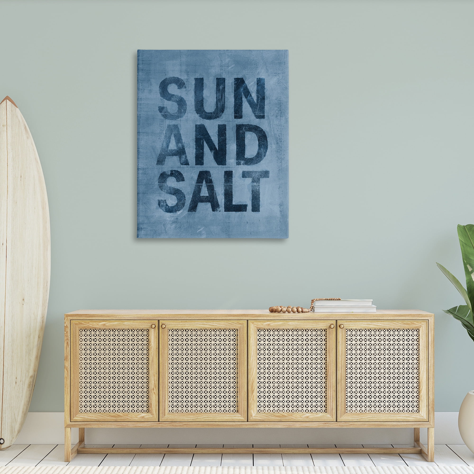 Stupell Industries Sun & Salt Phrase Nature Painting Gallery Wrapped Canvas Art Print Wall Art, 36 x 48