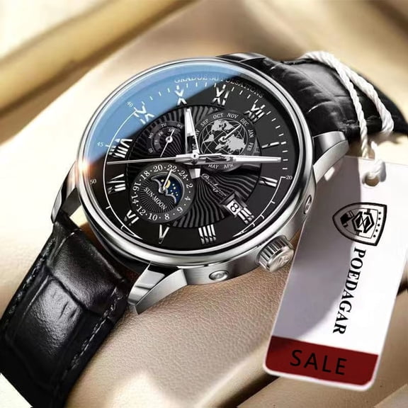 POEDAGAR Men Watch Stainless Luxury Men's Wristwatch Waterproof Luminous Business Quaztz Date Week Watches
