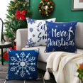 thumbnail image 3 of HAHDAXIA Blue Christmas Throw Pillow Covers Set of 4 Let it Snow Pillow Case Snowflakes Christmas Tree Cushion Case for Sofa Couch Christmas Decor Blue Decorations Throw Pillow Covers, 3 of 7