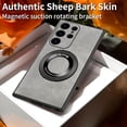 thumbnail image 5 of Magnetic for Samsung Galaxy S22 Ultra Case with Stand Compatible with MagSafe Authentic Sheep Bark Skin Ultra Thin 360° Rotation Bracket Anti-Scratch Mil-Grade Drop Protection Case, Blue, 5 of 7