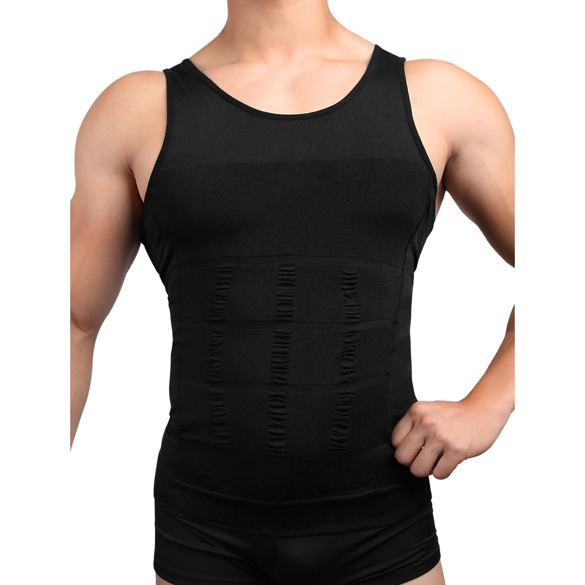 M Black Mens Slim Body Shaper Tummy Belly Fatty Underwear Vest T Shirt  Shapewear | Walmart Canada