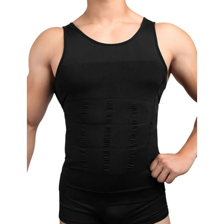 M Black Mens Waist Shaper Tummy Belly Underwear Slimming Vest (Best Shirts To Hide Belly)