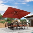 thumbnail image 2 of PURPLE LEAF 9 x 12FT Deluxe Rectangle Wood Grain Patio Umbrella with Base, Large Offset Cantilever Umbrella with 360° Rotation, Black Red, 2 of 8