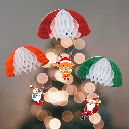 

3/5Pcs Christmas Decor Santa Claus Christmas Elk Snowman Honeycomb Shape Pendant Pink Paper