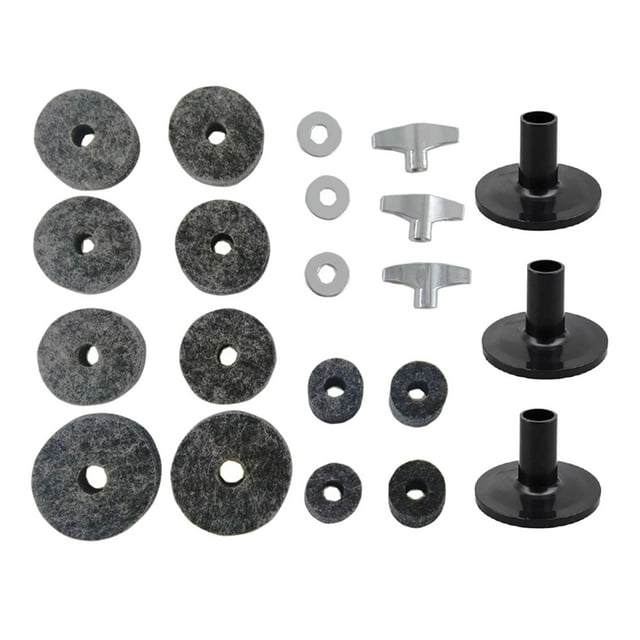 21 Pcs Feutres de Remplacement Cymbale Rondelles Équipement de Remplacement Percussion Gris