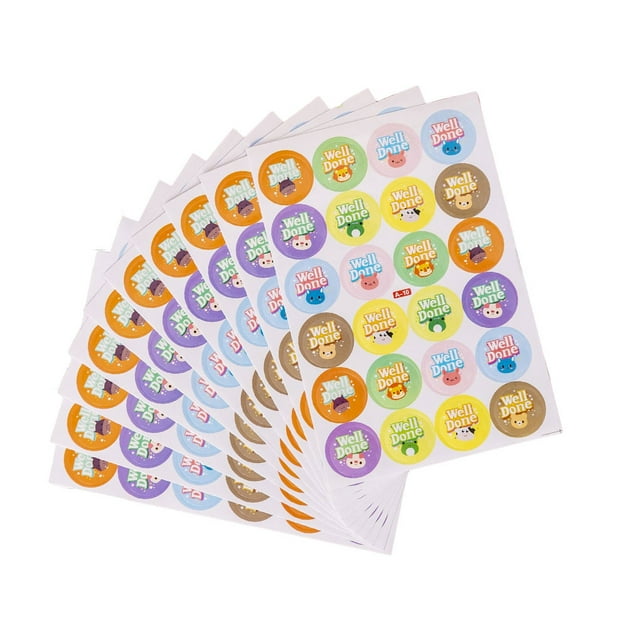 maskred 10 Sheets Commend Stickers Mother Teacher Praise Labels Multi-style Reward Decals Children Students Using Supplies Welldone 1Set