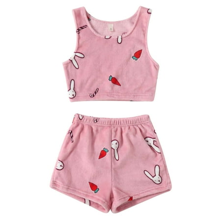 

Mrat Pajama Sets Knit Sleepwear Loungewear Set Ladies Autumn/Winter Dairy Milk Print Sleeveless Vest Shorts Flannel Heavy Home Wear Pajamas Set Female Pajama Set Cami Sleepwear